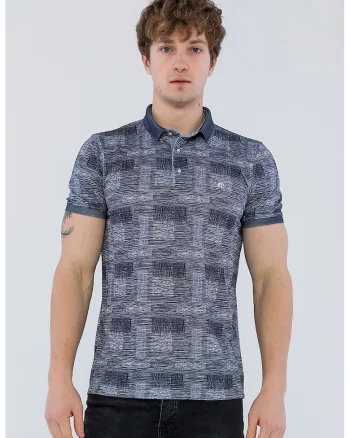 Tricou polo cu imprimeu, Alb/Bleumarin