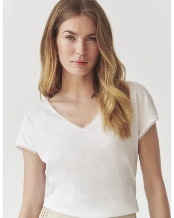 Tricou cu decolteu in V Sorna, Alb