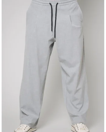 Pantaloni supradimensionati cu snur, Gri deschis