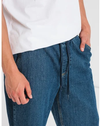 Blugi capri de denim cu buzunare oblice, Albastru inchis