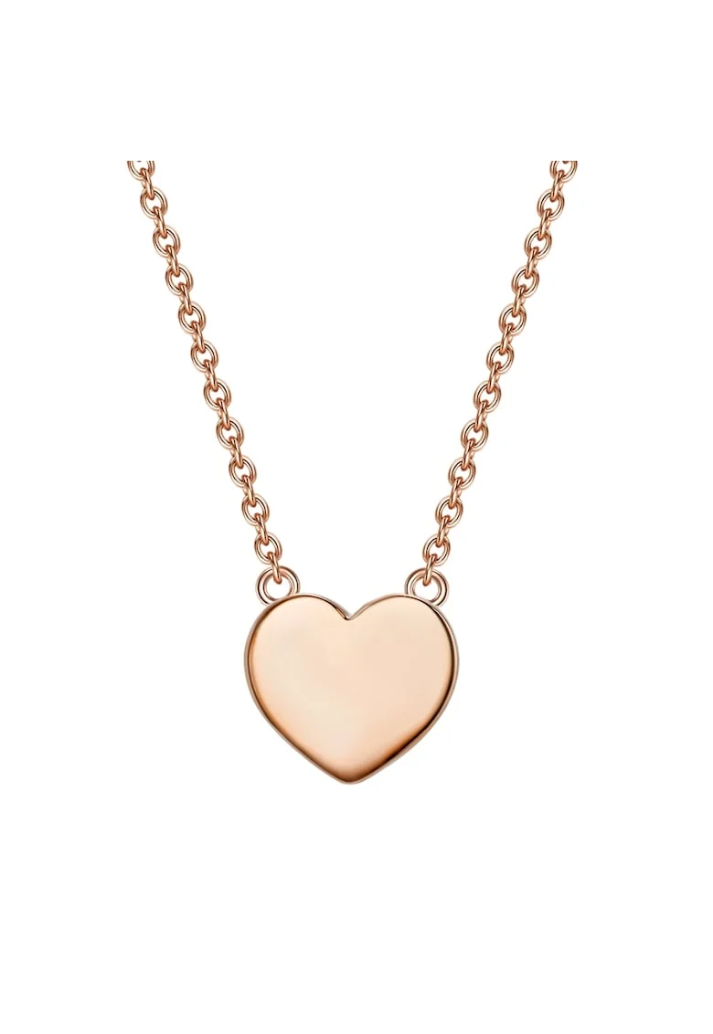 Colier placat cu aur rose de 14K si pandantiv inima, Auriu rose