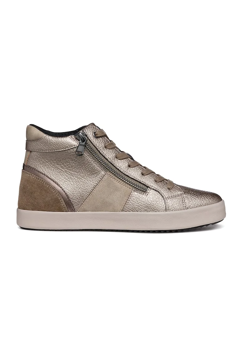 Pantofi sport inalti de piele intoarsa si piele ecologica, Maro taupe