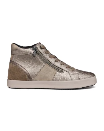 Pantofi sport inalti de piele intoarsa si piele ecologica, Maro taupe
