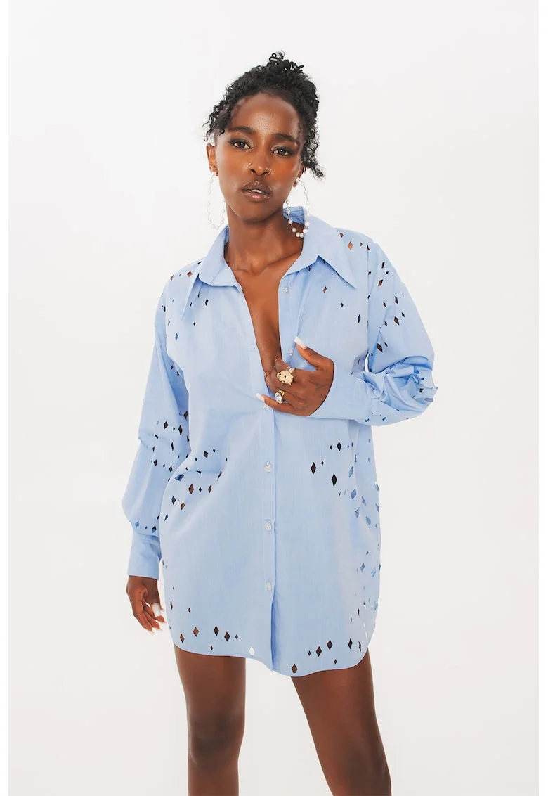 Rochie-camasa cu decupaje, Albastru deschis