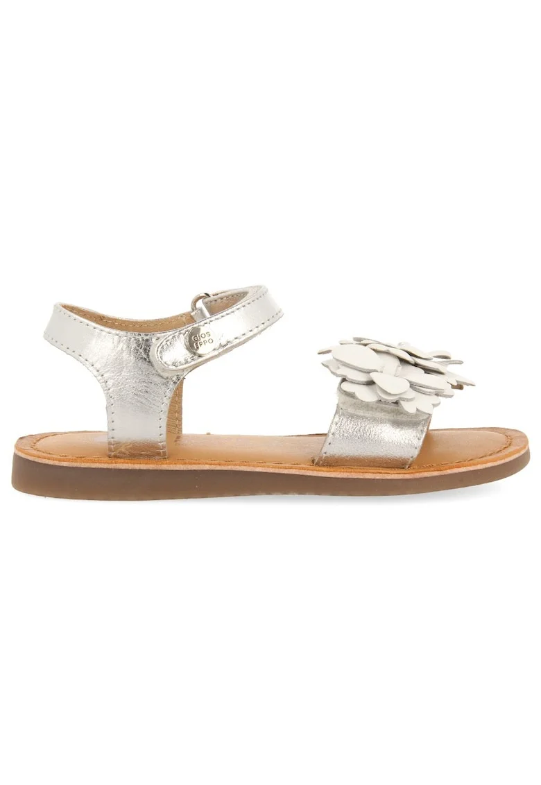 Sandale de piele cu velcro, Argintiu