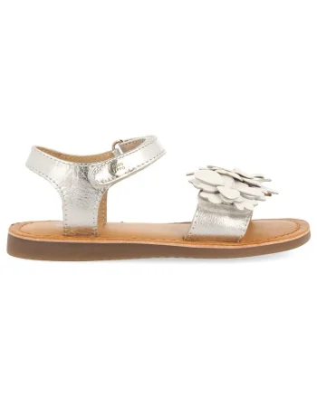 Sandale de piele cu velcro, Argintiu