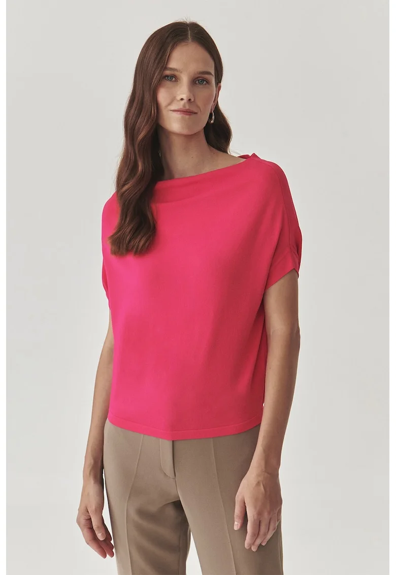Bluza cu decolteu drapat, Fucsia