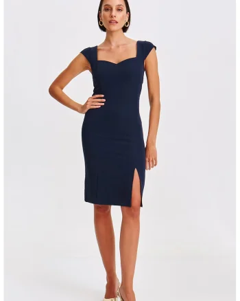 Rochie midi cambrata, Bleumarin