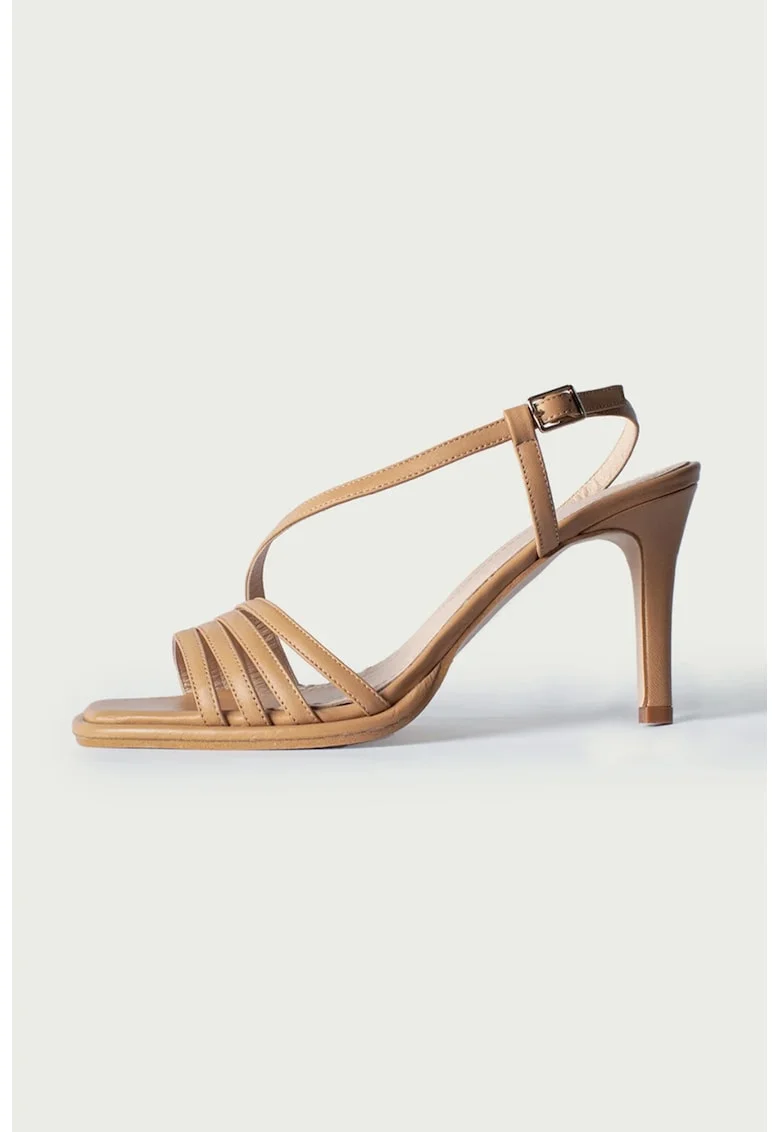 Sandale din piele cu barete multiple Ella, Bej