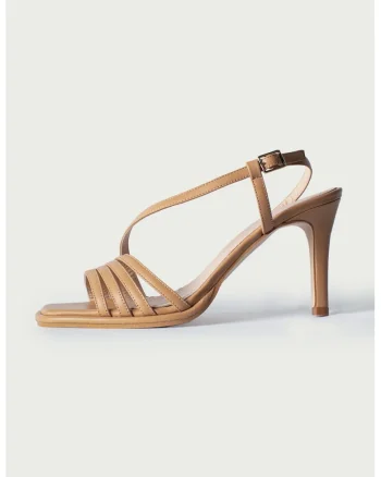 Sandale din piele cu barete multiple Ella, Bej