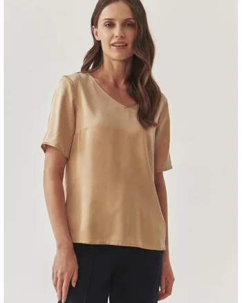 Bluza cu decolteu in V si maneci scurte Mekonga, Auriu