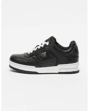 Pantofi sport de piele ecologica cu logo, Negru