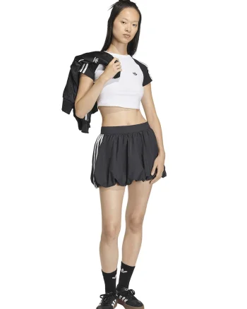 Fusta mini cu croiala bufanta, Alb/Negru