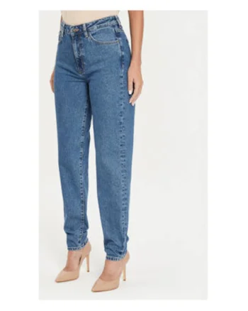 Blugi din denim relaxed fit cu talie medie cu buzunare