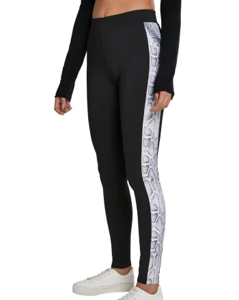 Colanti cu insertii cu imprimeu piele de sarpe, Alb/Negru