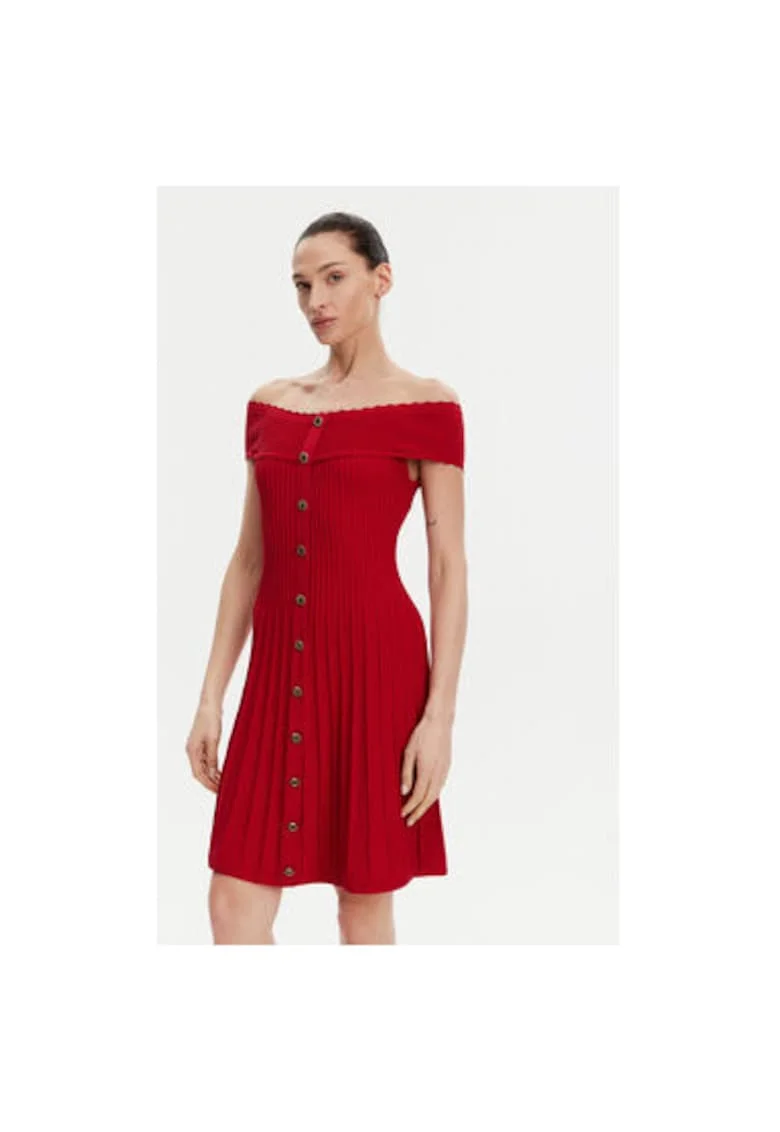 Rochie dama  251-RMELDO, Viscoza/Poliamida, Rosu