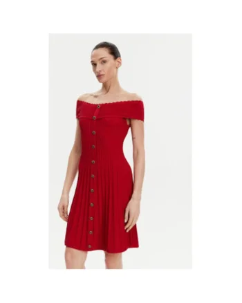 Rochie dama  251-RMELDO, Viscoza/Poliamida, Rosu