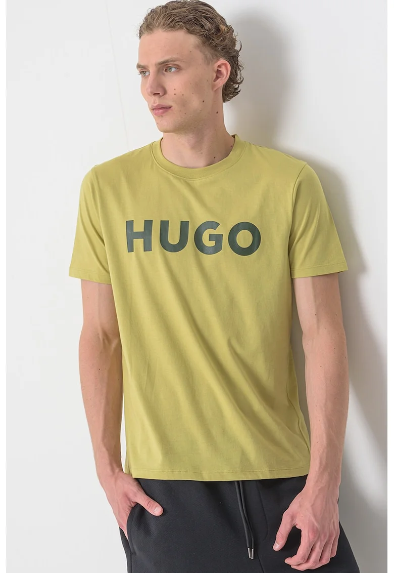 Tricou regular fit cu logo cauciucat Dulivio, Negru/Verde masliniu