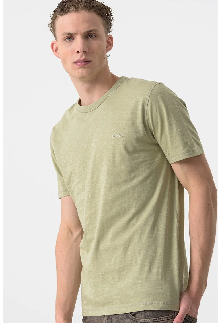 Tricou slim fit din bumbac Tegood, Verde aquamarin