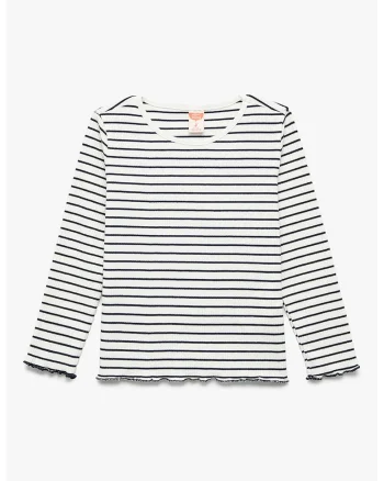 Bluza regular fit cu dungi, Alb murdar/Bleumarin
