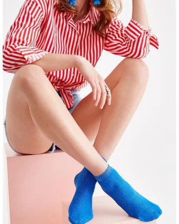Sosete scurte cu model uni, Albastru royal