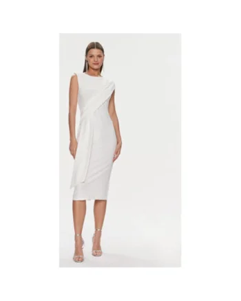 Rochie Dama,  303991395, Poliester, Elastan, Alb, Alb
