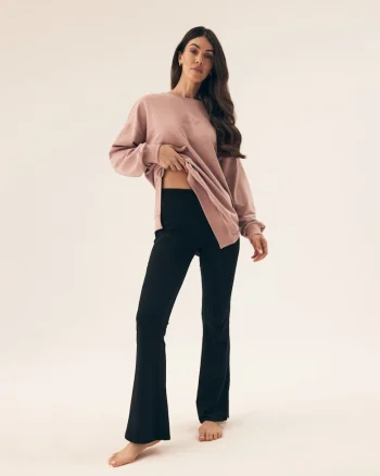 Pantaloni dama  negru, bumbac, fara inchidere