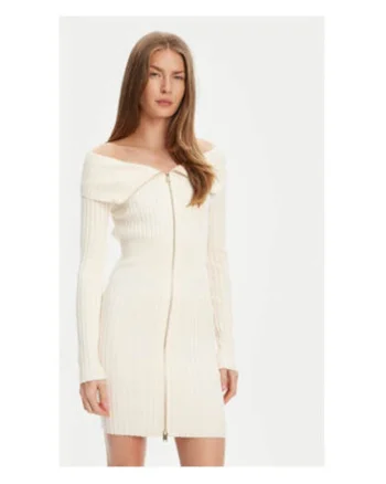 Rochie tricotata, cu fermoar frontal