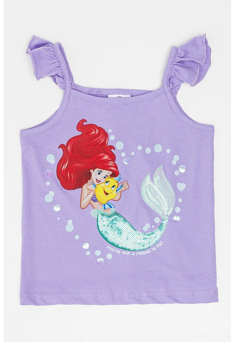 Top din amestec de bumbac cu imprimeu Disney Princess, Verde/Violet deschis