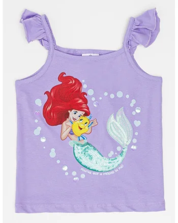 Top din amestec de bumbac cu imprimeu Disney Princess, Verde/Violet deschis
