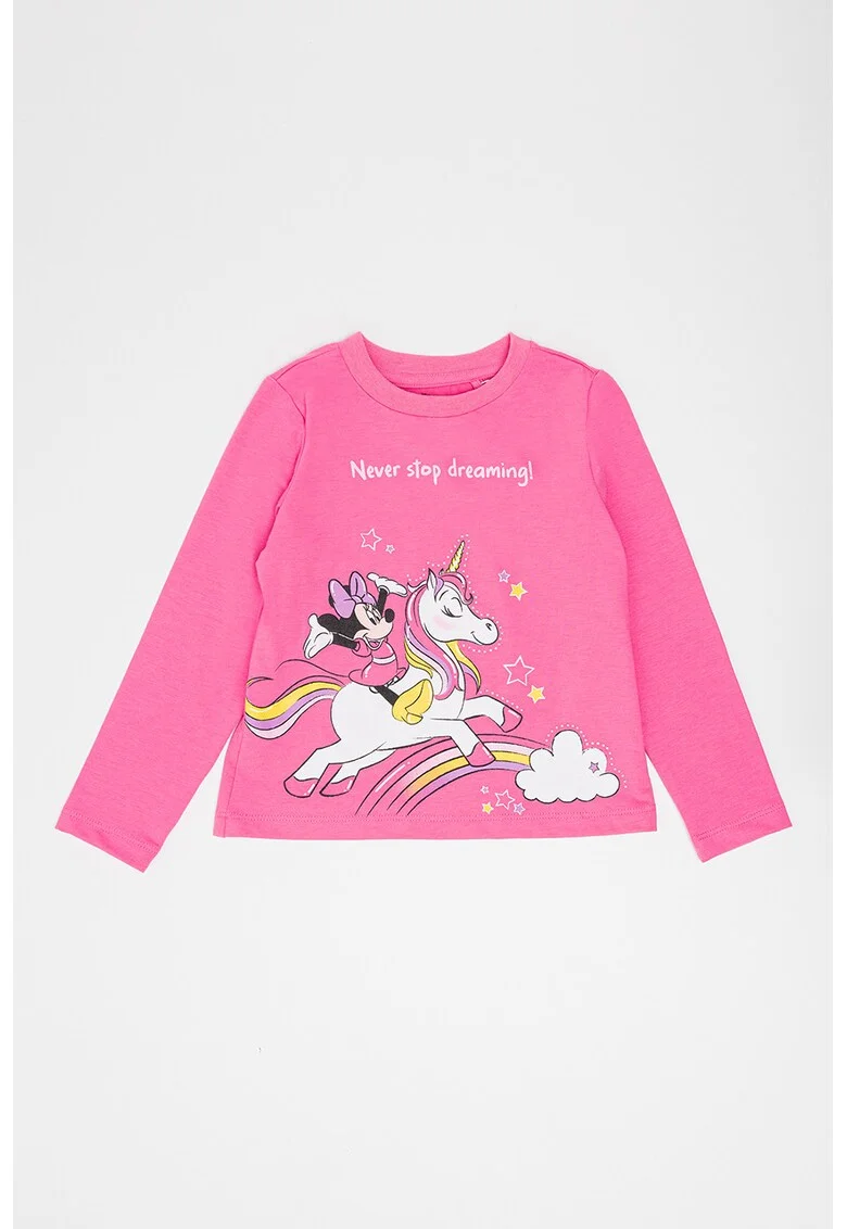 Bluza din amestec de bumbac cu imprimeu Minnie Mouse, Alb/Galben/Roz