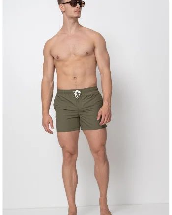Pantaloni scurti de baie cu talie medie, Verde feriga