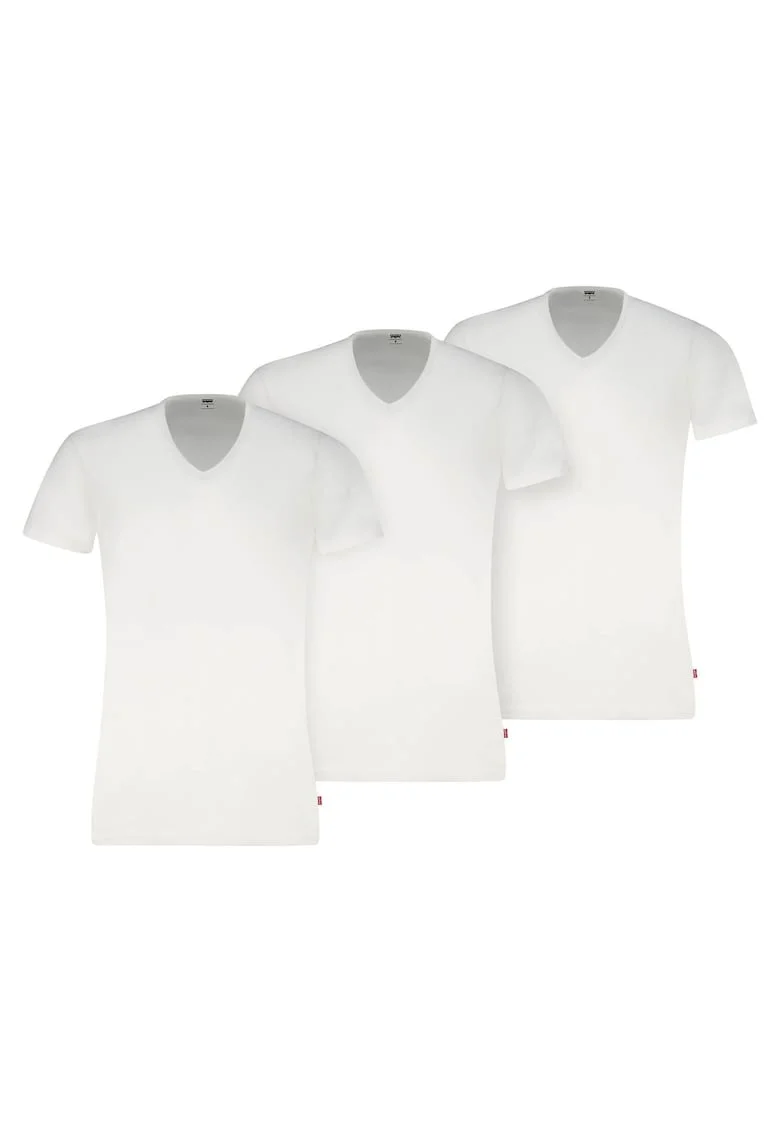 Set de tricouri cu decolteu in V - 3 piese, Alb