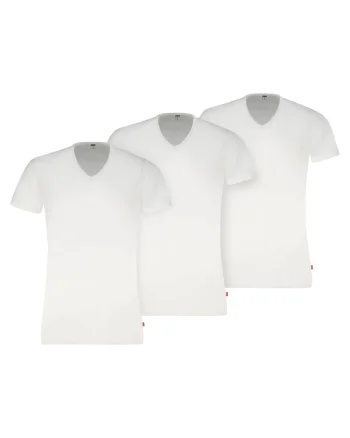 Set de tricouri cu decolteu in V - 3 piese, Alb