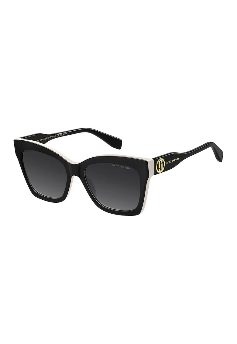 Ochelari de soare butterfly cu lentile uni, Negru/Auriu deschis/Alb murdar