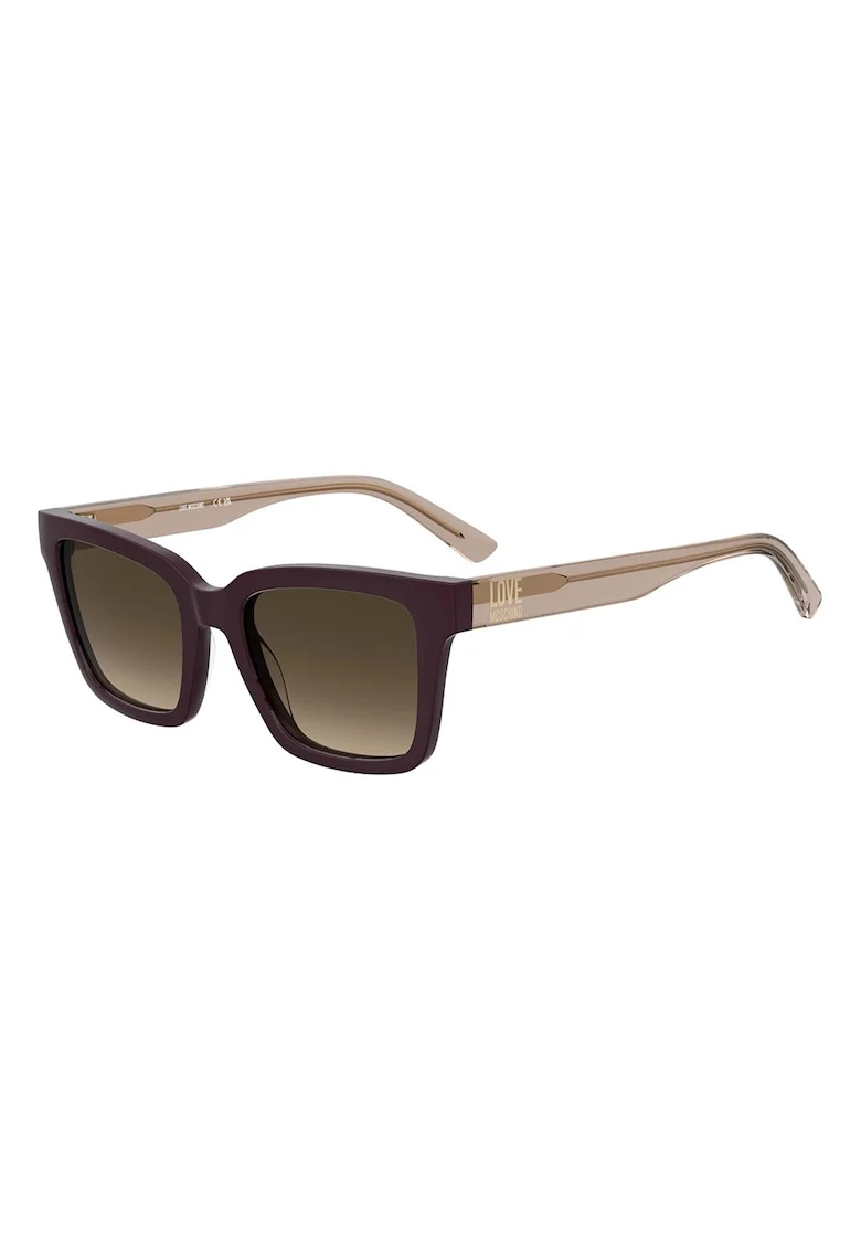 Ochelari de soare dreptunghiulari cu lentile in degrade, Bej inchis/Violet aubergine