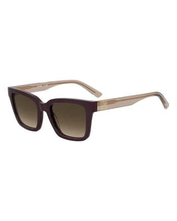 Ochelari de soare dreptunghiulari cu lentile in degrade, Bej inchis/Violet aubergine
