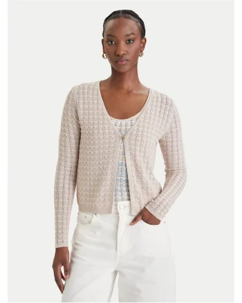 Cardigan dama,  bej, inchidere cu nasturi, viscoza