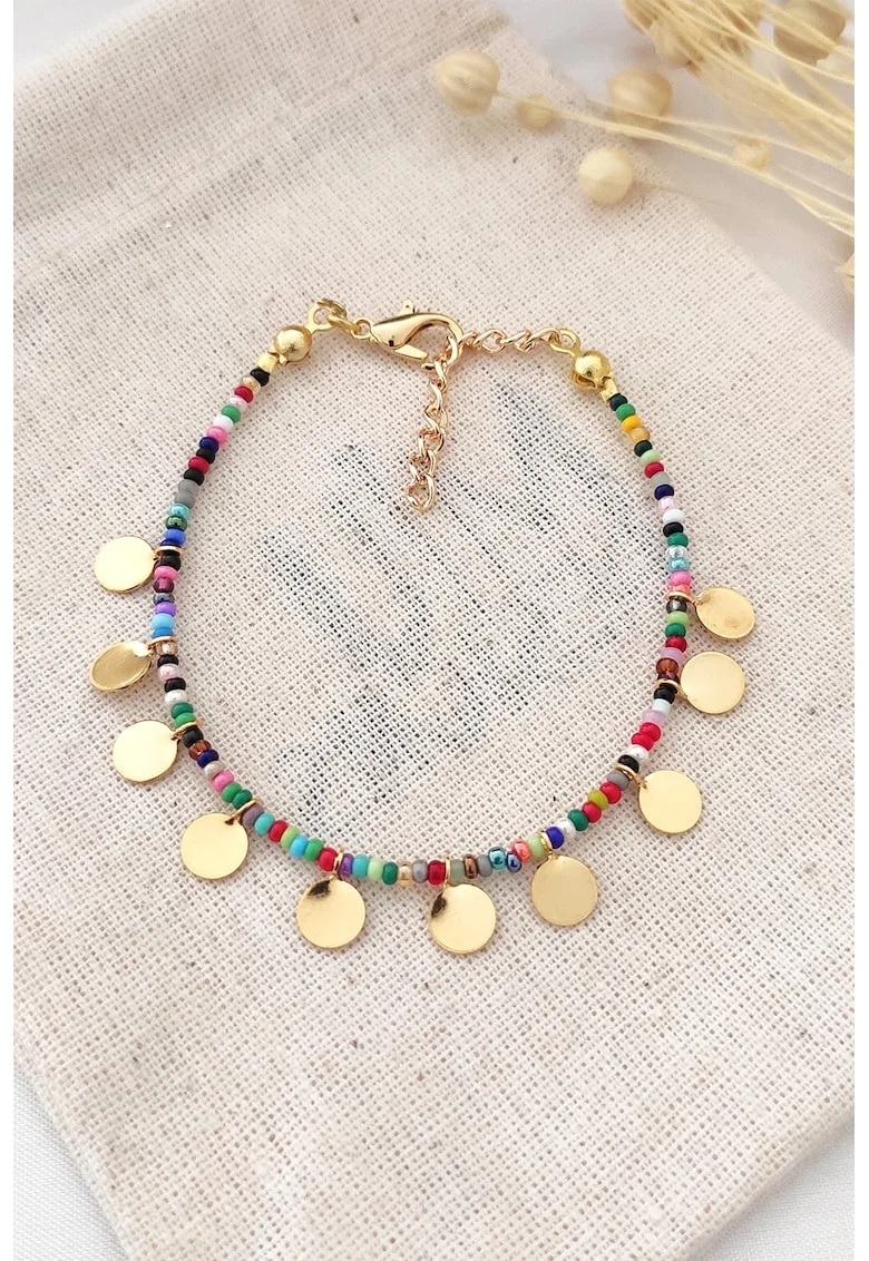 Bratara ajustabila cu talismane monezi, Multicolor