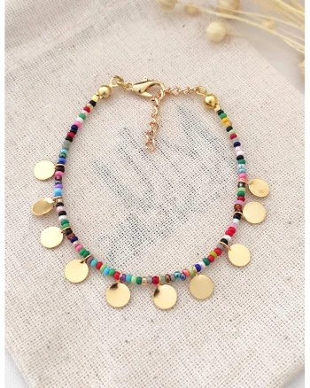 Bratara ajustabila cu talismane monezi, Multicolor