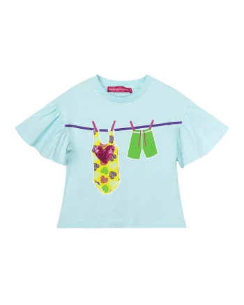 Tricou din bumbac cu imprimeu grafic, Galben, Verde deschis, Albastru deschis,