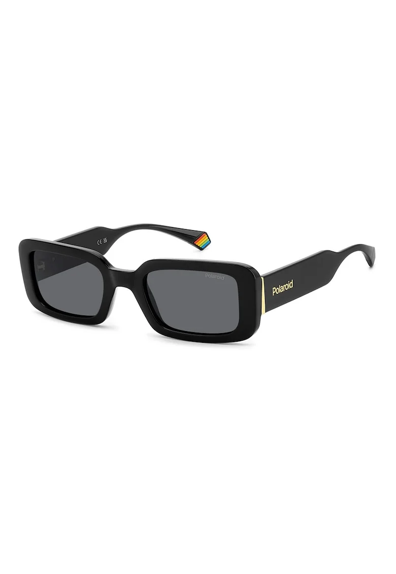 Ochelari de soare dreptunghiulari cu lentile polarizate, Auriu/Negru