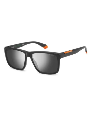 Ochelari de soare dreptunghiulari cu lentile polarizate, Negru carbon/Portocaliu mandarina