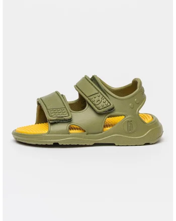 Sandale cu inchidere velcro si model uni, Verde stins