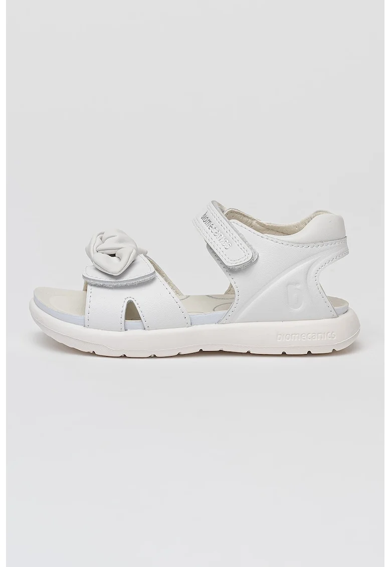 Sandale din piele cu funde, Alb optic