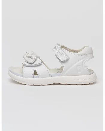 Sandale din piele cu funde, Alb optic