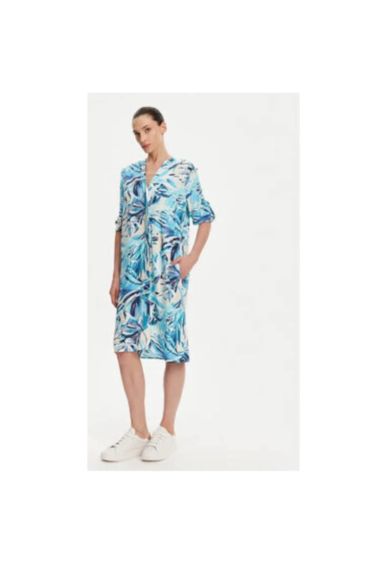 Camasa stil rochie dama  13002008, Viscoza, Albastru, Albastru