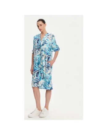 Camasa stil rochie dama  13002008, Viscoza, Albastru, Albastru