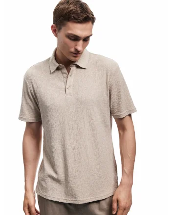 Tricou polo cu model texturat, Bej
