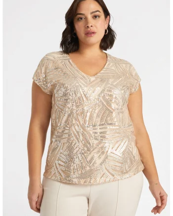 Bluza lejera cu decolteu in V, Crem